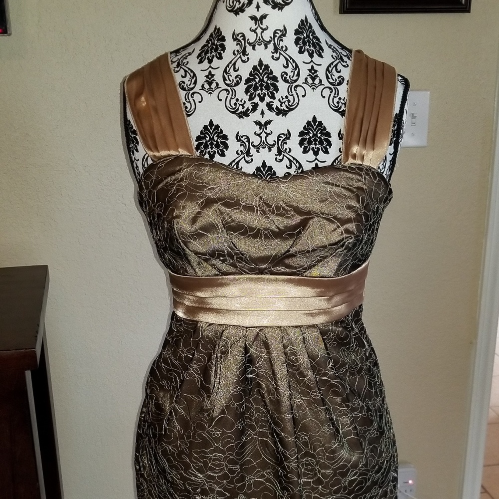 Sequin Hearts Party Dress. Color: Champagne